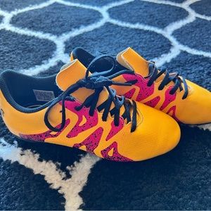 Adidas Soccer cleats. Bright orange/pink. Size 1Y